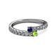 2 - Delise 3.40mm Round Blue Sapphire and Peridot with Side Diamonds Bypass Ring 