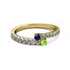 2 - Delise 3.40mm Round Blue Sapphire and Peridot with Side Diamonds Bypass Ring 