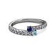2 - Delise 3.40mm Round Blue Sapphire and Aquamarine with Side Diamonds Bypass Ring 