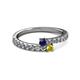 2 - Delise 3.40mm Round Blue and Yellow Sapphire with Side Diamonds Bypass Ring 