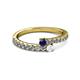 2 - Delise 3.40mm Round Blue and White Sapphire with Side Diamonds Bypass Ring 