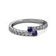 2 - Delise 3.40mm Round Blue Sapphire with Side Diamonds Bypass Ring 