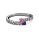 2 - Delise 3.40mm Round Pink and Blue Sapphire with Side Diamonds Bypass Ring 