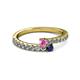 2 - Delise 3.40mm Round Pink and Blue Sapphire with Side Diamonds Bypass Ring 