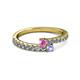 2 - Delise 3.40mm Round Pink Sapphire and Tanzanite with Side Diamonds Bypass Ring 
