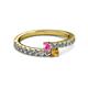 2 - Delise 3.40mm Round Pink Sapphire and Citrine with Side Diamonds Bypass Ring 