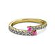 2 - Delise 3.40mm Round Pink Sapphire and Rhodolite Garnet with Side Diamonds Bypass Ring 