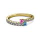 2 - Delise 3.40mm Round Pink Sapphire and Blue Topaz with Side Diamonds Bypass Ring 