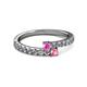 2 - Delise 3.40mm Round Pink Sapphire and Pink Tourmaline with Side Diamonds Bypass Ring 