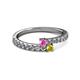 2 - Delise 3.40mm Round Pink and Yellow Sapphire with Side Diamonds Bypass Ring 