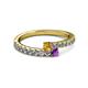 2 - Delise 3.40mm Round Citrine and Amethyst with Side Diamonds Bypass Ring 