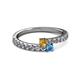 2 - Delise 3.40mm Round Citrine and Blue Topaz with Side Diamonds Bypass Ring 