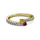2 - Delise 3.40mm Round Citrine and Ruby with Side Diamonds Bypass Ring 