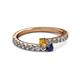 2 - Delise 3.40mm Round Citrine and Blue Sapphire with Side Diamonds Bypass Ring 