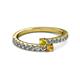 2 - Delise 3.40mm Round Yellow Sapphire and Citrine with Side Diamonds Bypass Ring 