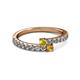 2 - Delise 3.40mm Round Yellow Sapphire and Citrine with Side Diamonds Bypass Ring 