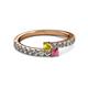 2 - Delise 3.40mm Round Yellow Sapphire and Rhodolite Garnet with Side Diamonds Bypass Ring 