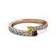 2 - Delise 3.40mm Round Yellow Sapphire and Red Garnet with Side Diamonds Bypass Ring 