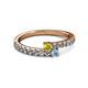 2 - Delise 3.40mm Round Yellow Sapphire and Aquamarine with Side Diamonds Bypass Ring 