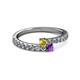 2 - Delise 3.40mm Round Yellow Sapphire and Amethyst with Side Diamonds Bypass Ring 
