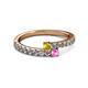 2 - Delise 3.40mm Round Yellow and Pink Sapphire with Side Diamonds Bypass Ring 