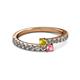 2 - Delise 3.40mm Round Yellow Sapphire and Pink Tourmaline with Side Diamonds Bypass Ring 