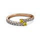 2 - Delise 3.40mm Round Yellow Sapphire with Side Diamonds Bypass Ring 