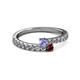 2 - Delise 3.40mm Round Tanzanite and Ruby with Side Diamonds Bypass Ring 