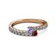 2 - Delise 3.40mm Round Tanzanite and Ruby with Side Diamonds Bypass Ring 
