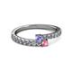 2 - Delise 3.40mm Round Tanzanite and Pink Tourmaline with Side Diamonds Bypass Ring 
