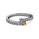 2 - Delise 3.40mm Round Tanzanite and Citrine with Side Diamonds Bypass Ring 