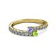 2 - Delise 3.40mm Round Tanzanite and Peridot with Side Diamonds Bypass Ring 