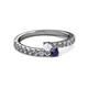 2 - Delise 3.40mm Round White and Blue Sapphire with Side Diamonds Bypass Ring 