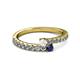 2 - Delise 3.40mm Round White and Blue Sapphire with Side Diamonds Bypass Ring 