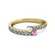 2 - Delise 3.40mm Round White and Pink Sapphire with Side Diamonds Bypass Ring 