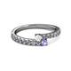 2 - Delise 3.40mm Round White Sapphire and Tanzanite with Side Diamonds Bypass Ring 