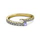 2 - Delise 3.40mm Round White Sapphire and Tanzanite with Side Diamonds Bypass Ring 