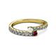 2 - Delise 3.40mm Round White Sapphire and Ruby with Side Diamonds Bypass Ring 