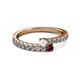 2 - Delise 3.40mm Round White Sapphire and Ruby with Side Diamonds Bypass Ring 