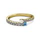 2 - Delise 3.40mm Round White Sapphire and Blue Topaz with Side Diamonds Bypass Ring 