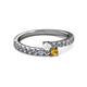 2 - Delise 3.40mm Round White Sapphire and Citrine with Side Diamonds Bypass Ring 