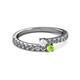 2 - Delise 3.40mm Round White Sapphire and Peridot with Side Diamonds Bypass Ring 