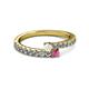 2 - Delise 3.40mm Round White Sapphire and Rhodolite Garnet with Side Diamonds Bypass Ring 