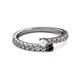 2 - Delise 3.40mm Round White Sapphire and Red Garnet with Side Diamonds Bypass Ring 