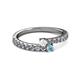 2 - Delise 3.40mm Round White Sapphire and Aquamarine with Side Diamonds Bypass Ring 