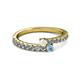 2 - Delise 3.40mm Round White Sapphire and Aquamarine with Side Diamonds Bypass Ring 