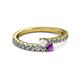 2 - Delise 3.40mm Round White Sapphire and Amethyst with Side Diamonds Bypass Ring 