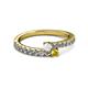 2 - Delise 3.40mm Round White and Yellow Sapphire with Side Diamonds Bypass Ring 