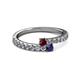 2 - Delise 3.40mm Round Ruby and Blue Sapphire with Side Diamonds Bypass Ring 