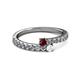 2 - Delise 3.40mm Round Ruby and White Sapphire with Side Diamonds Bypass Ring 